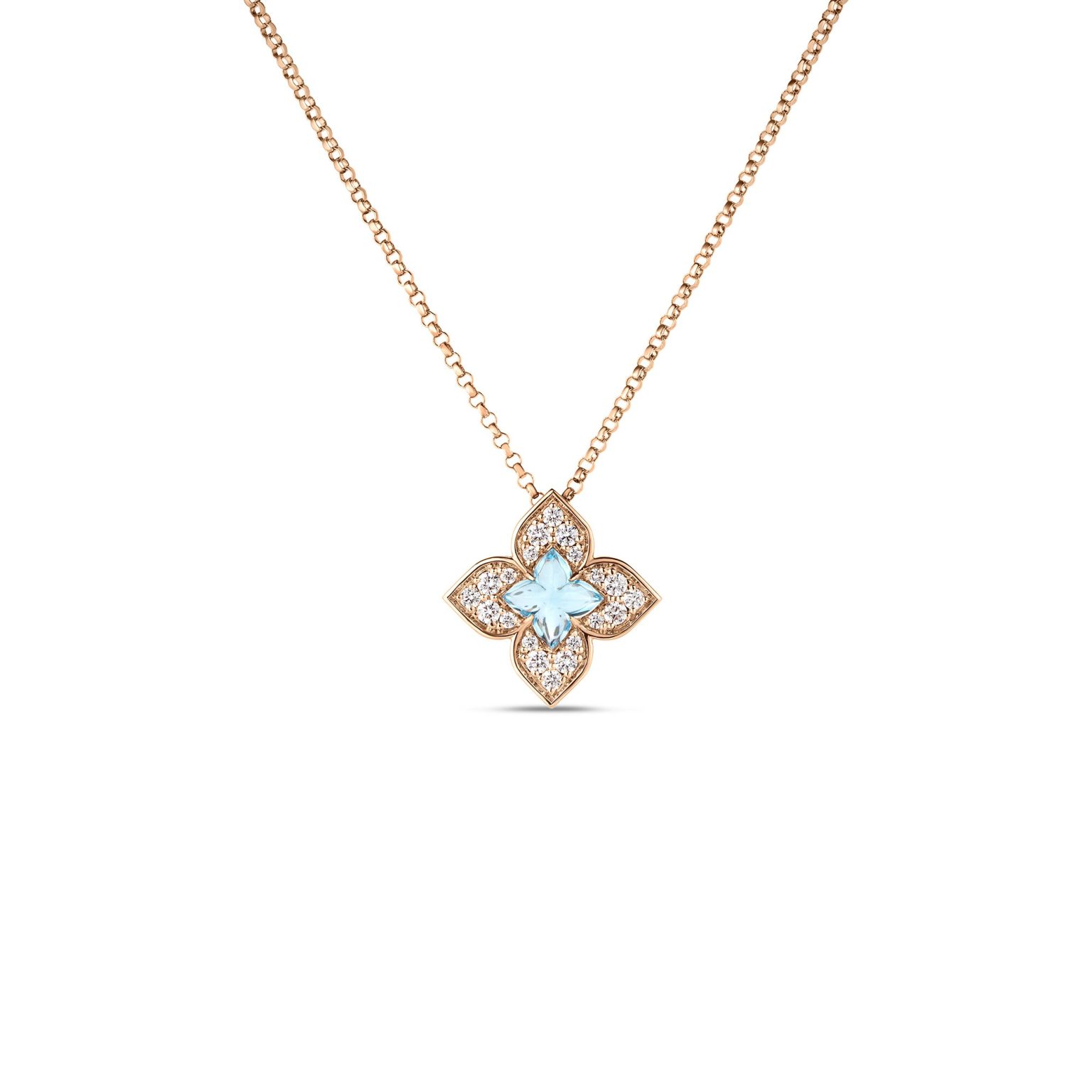 Venetian Princess Carnival Small Flower Necklace With Blue Topaz
