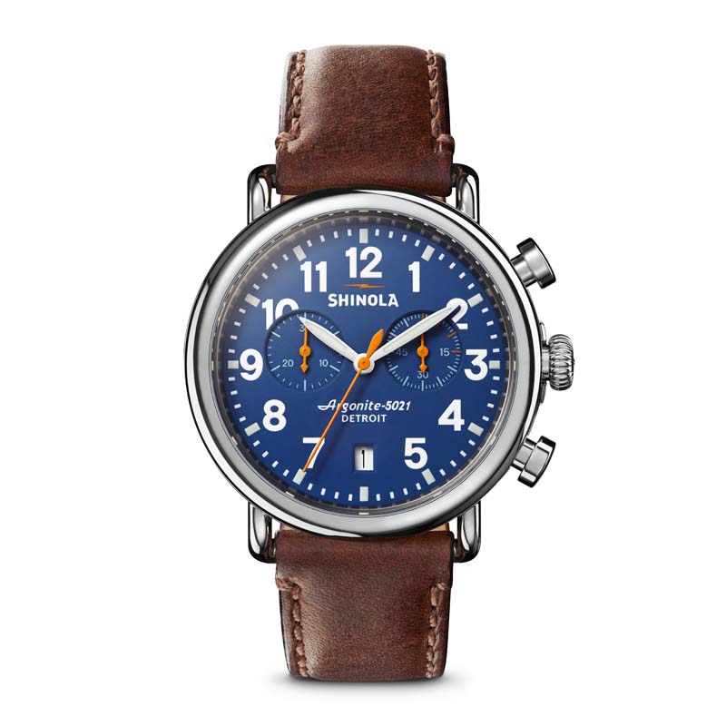 Runwell Chrono 41mm, Teak Leather Strap Watch