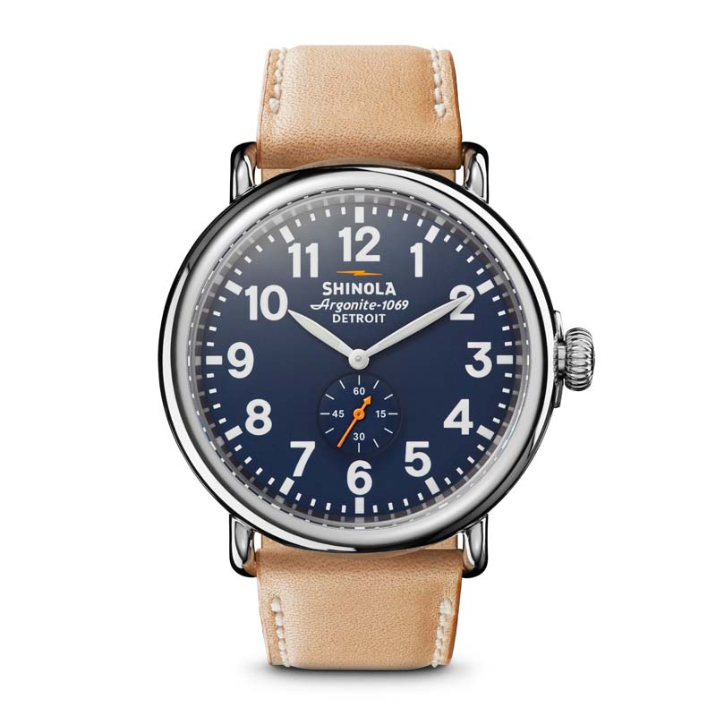 The Runwell Black Dial Tan Leather Men's Watch