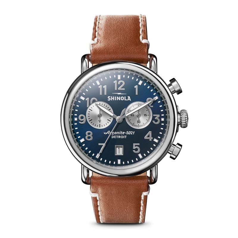 Runwell 2 Eye Chrono 41mm, Tan Leather Strap Watch