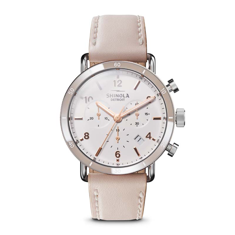 Canfield Sport 40mm, Soft Blush Leather Strap Watch