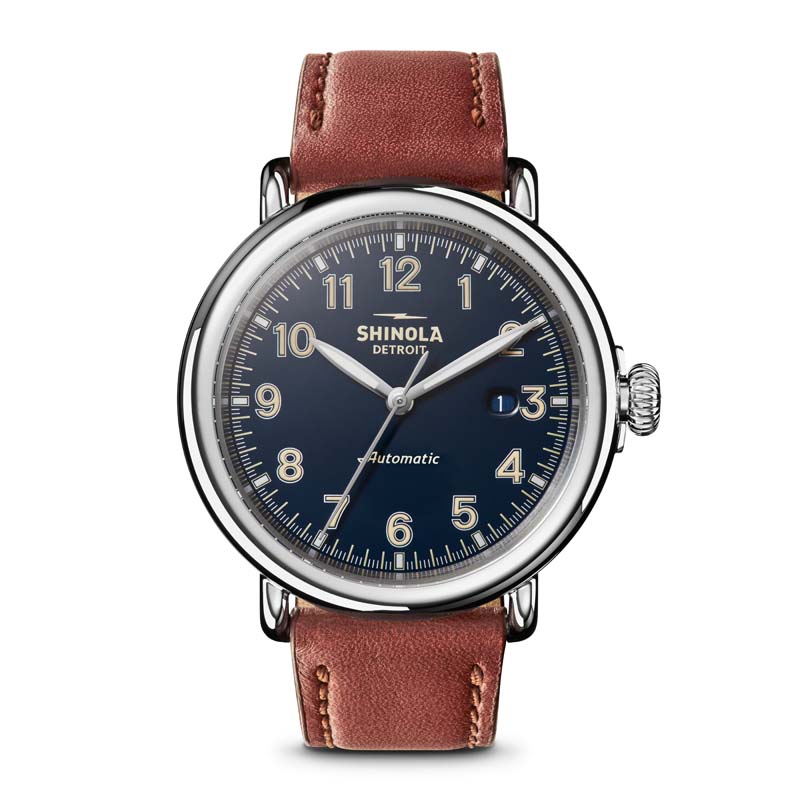 Runwell Automatic 45mm, Dark Cognac Leather Strap Watch