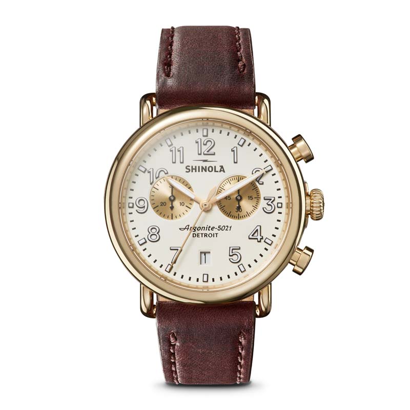 Runwell 2 Eye Chrono 41mm, Cattail Leather Strap Watch