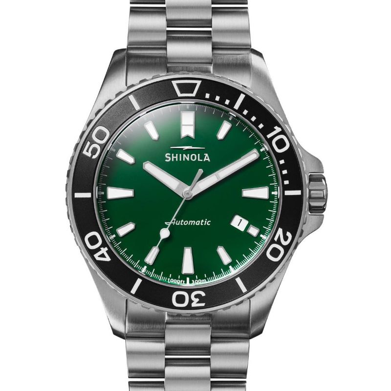43mm Lake Ontario Monster, Automatic Green Stainless Steel Bracelet Watch