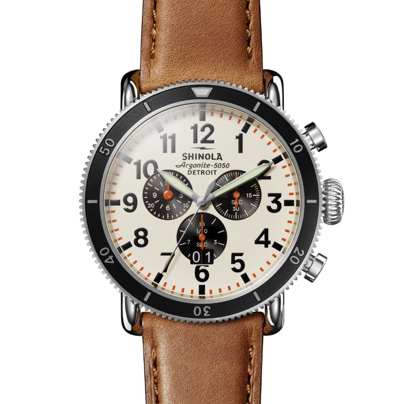 Runwell Sport 3 Eye Chrono  48mm, Bourbon Leather