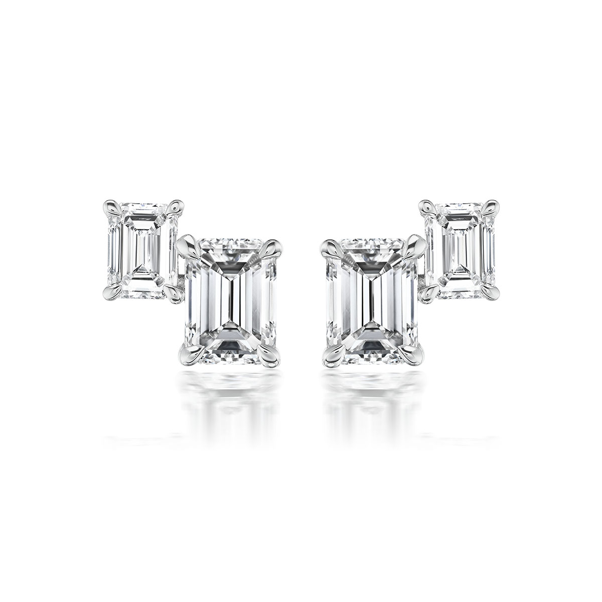 Emerald Cut Two-stone Studs