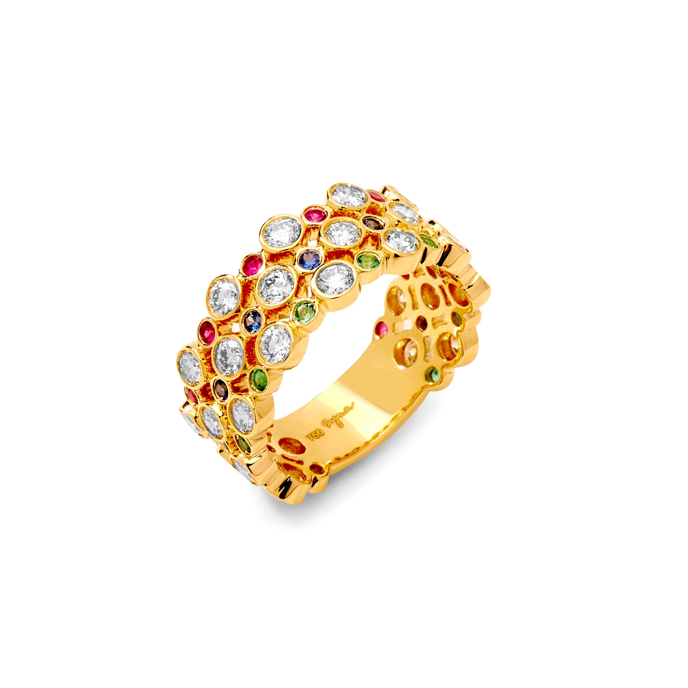 Syna 18k Yellow Gold Mogul Band With Diamonds And Gemstones