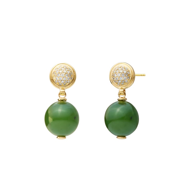 SYNA Mogul Green Jade & Diamond Earrings