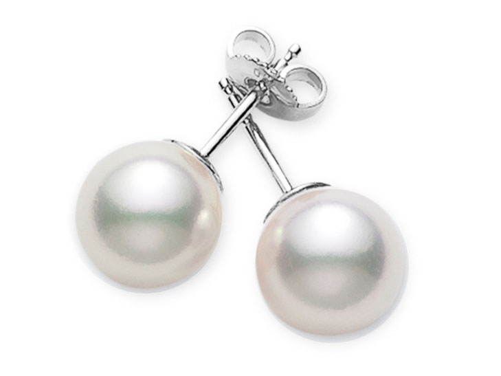 Mikimoto Akoya Pearl Stud Earrings In 18k White Gold