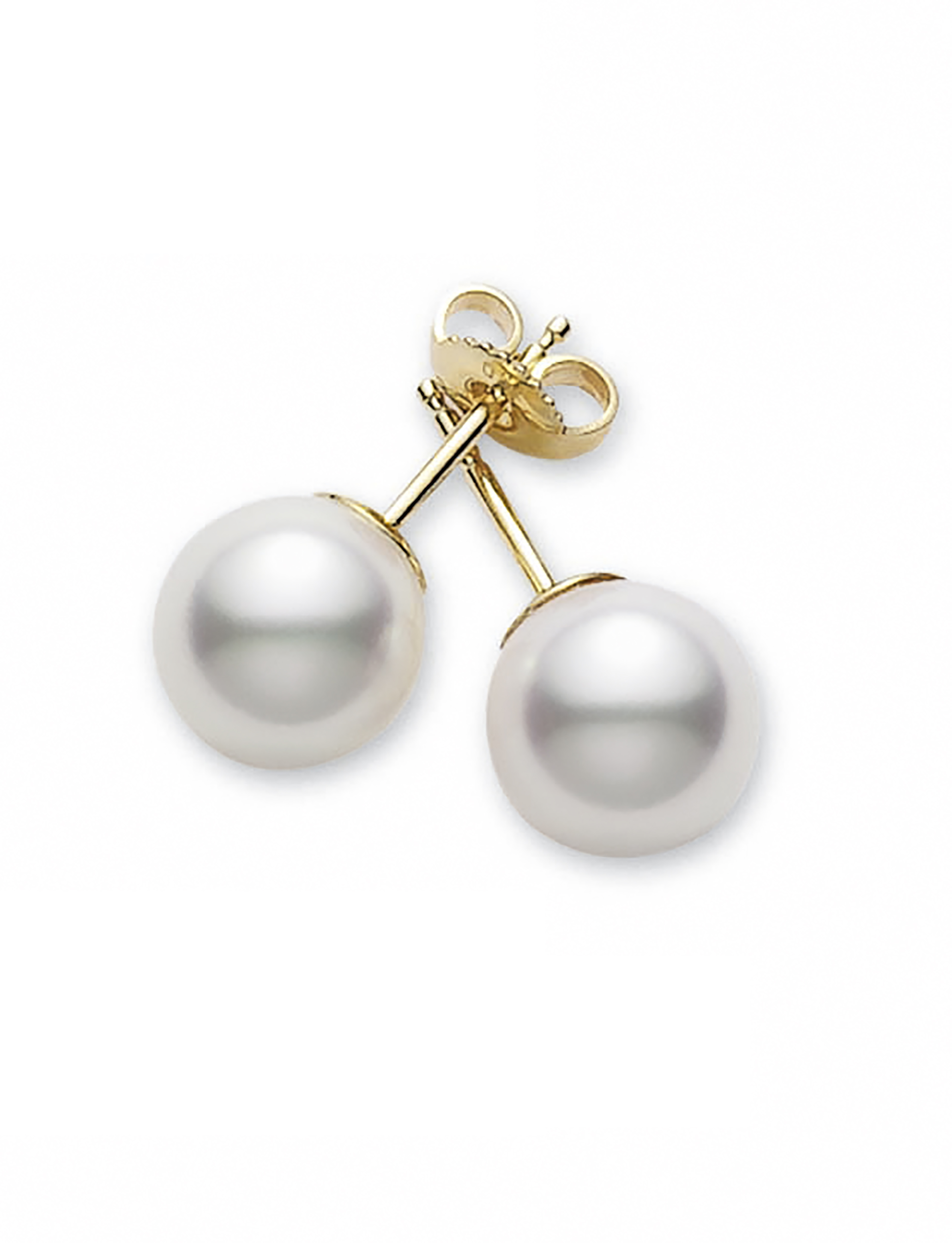 Mikimoto Akoya Pearl Stud Earrings In 18k Yellow Gold