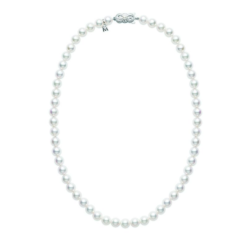 Mikimoto Akoya Pearl Choker Necklace In 18k White Gold