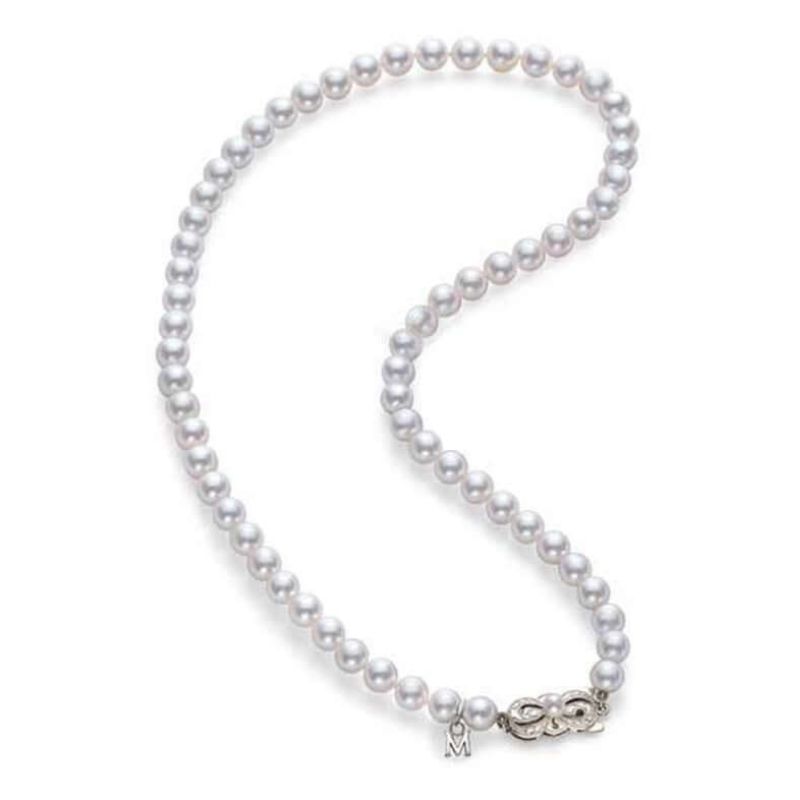 Mikimoto Akoya Chocker Pearl Strand Necklace In 18k White Gold 