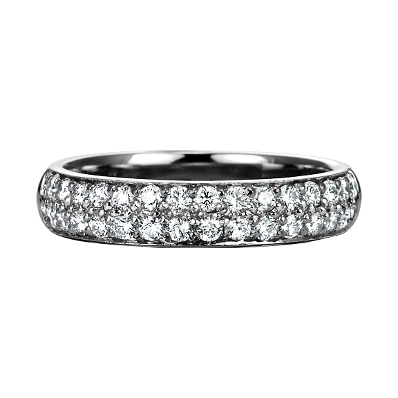 Two Row Platinum Diamond Wedding Band