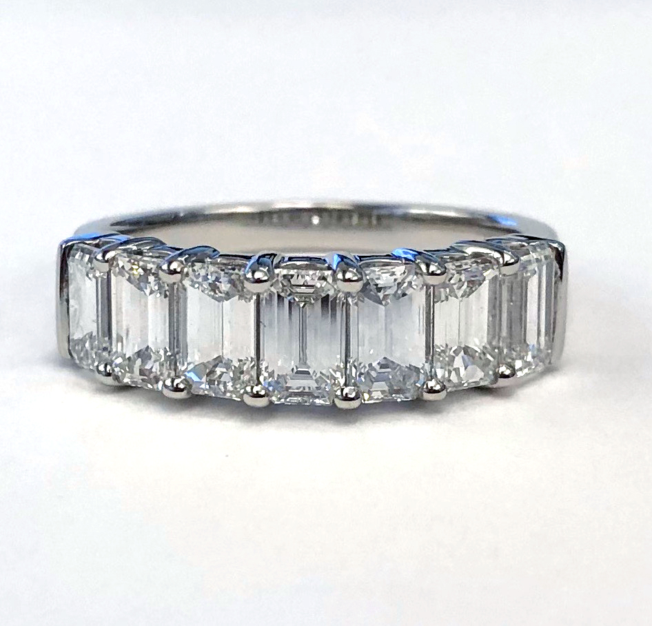  A Platinum Emerald Cut Diamond Band