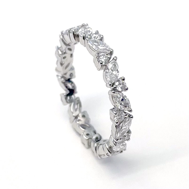 Platinum Alternating Shape Diamond Band