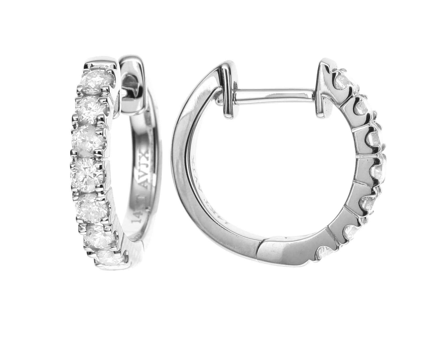 18k White Gold Diamond Hoop Earrings