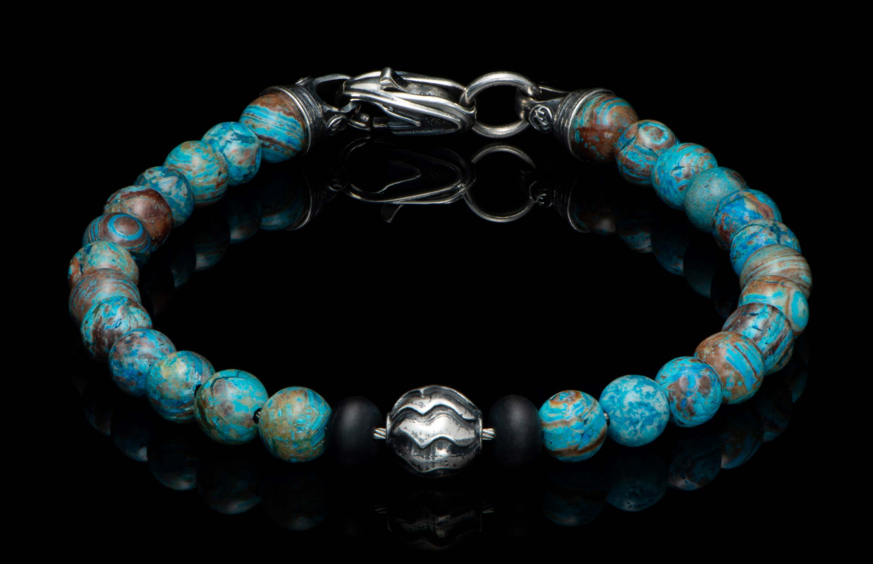William Henry Blue Lace Agate Bead Bracelet