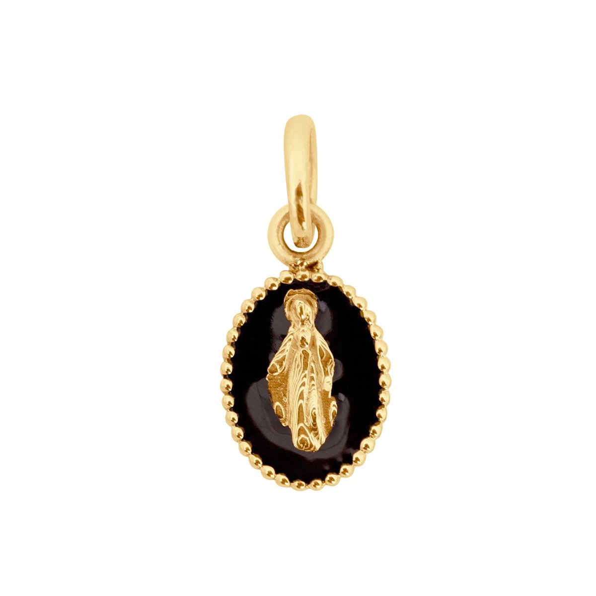 18k Yellow Gold Madone Black Resin Pendant 