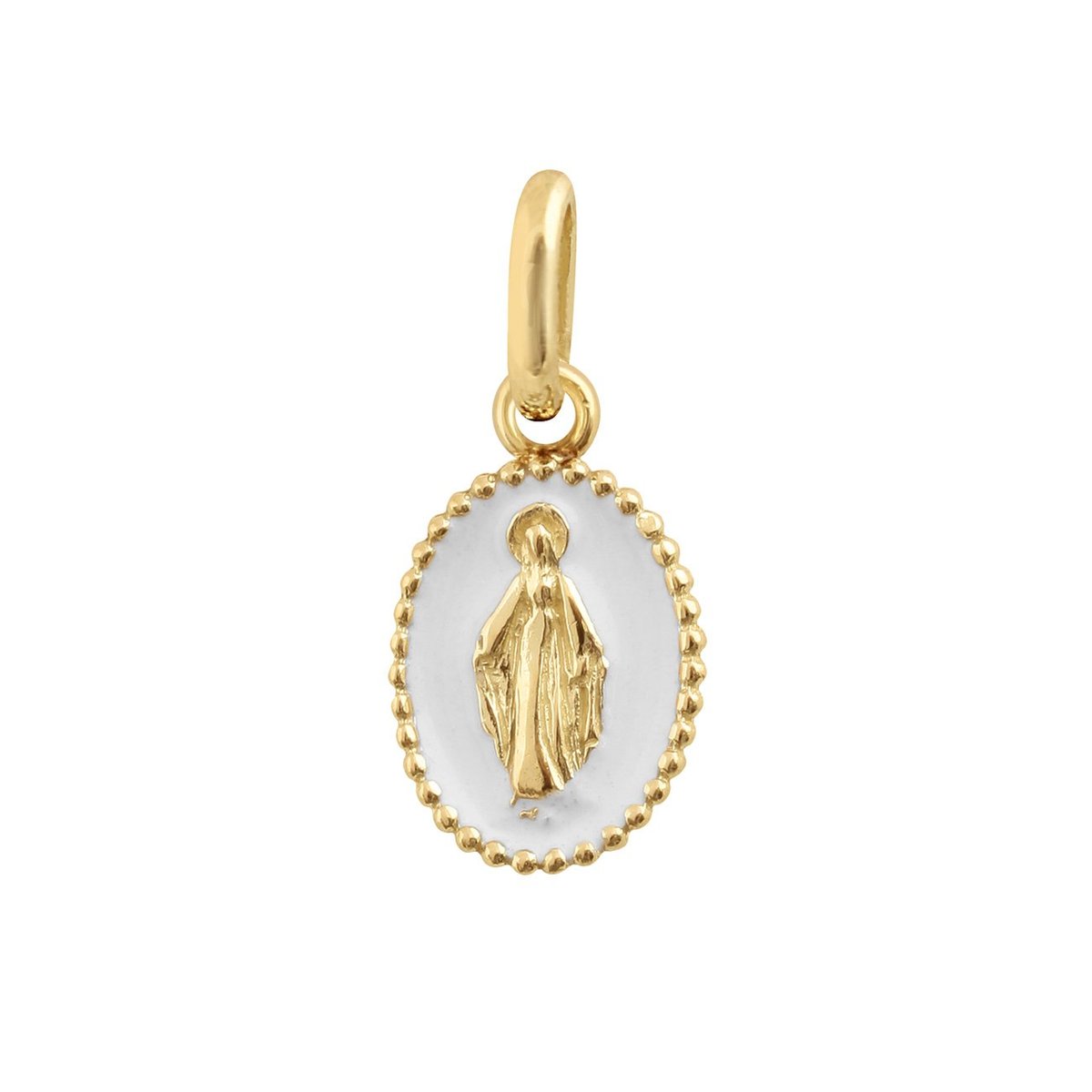 18k Yellow Gold Madone White Resin Pendant 