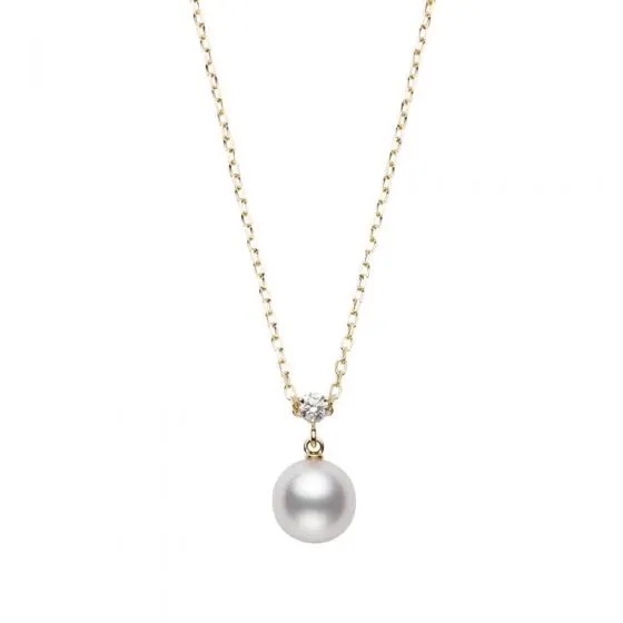 Mikimoto Akoya Cultured Pearl And Diamond Pendant In 18k Yellow Gold