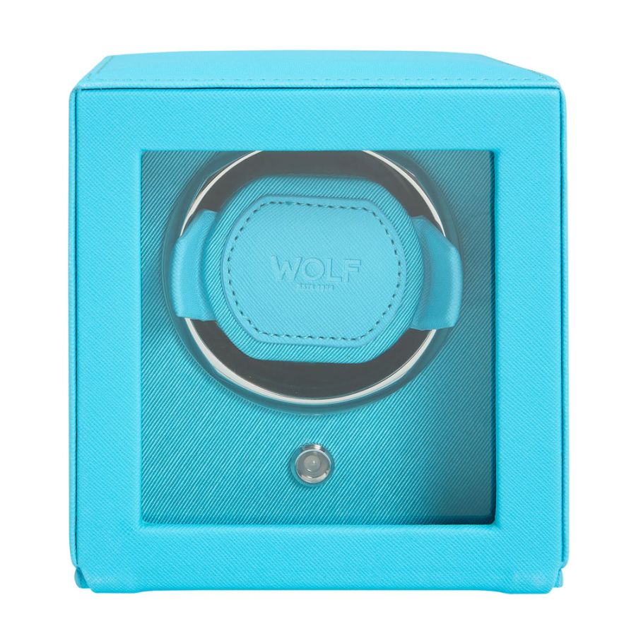 Wolf Turquoise Cub Single Watch Winder With Cover