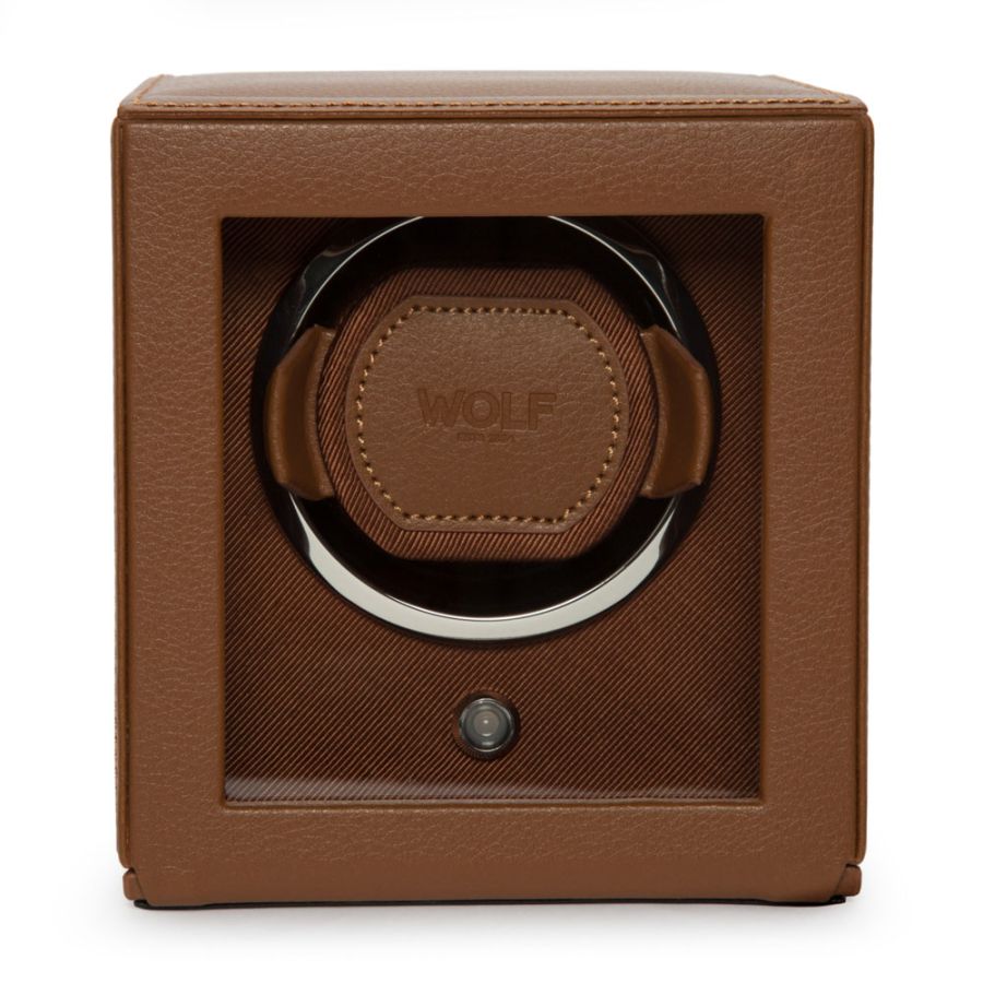 Wolf Cognac Cub Single Watch Winder With Cover 