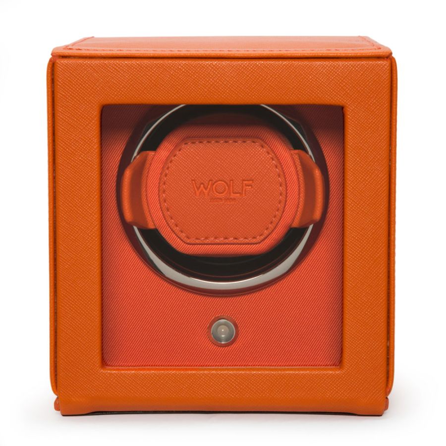 Wolf Orange Cub Single Watch Winder With Cover